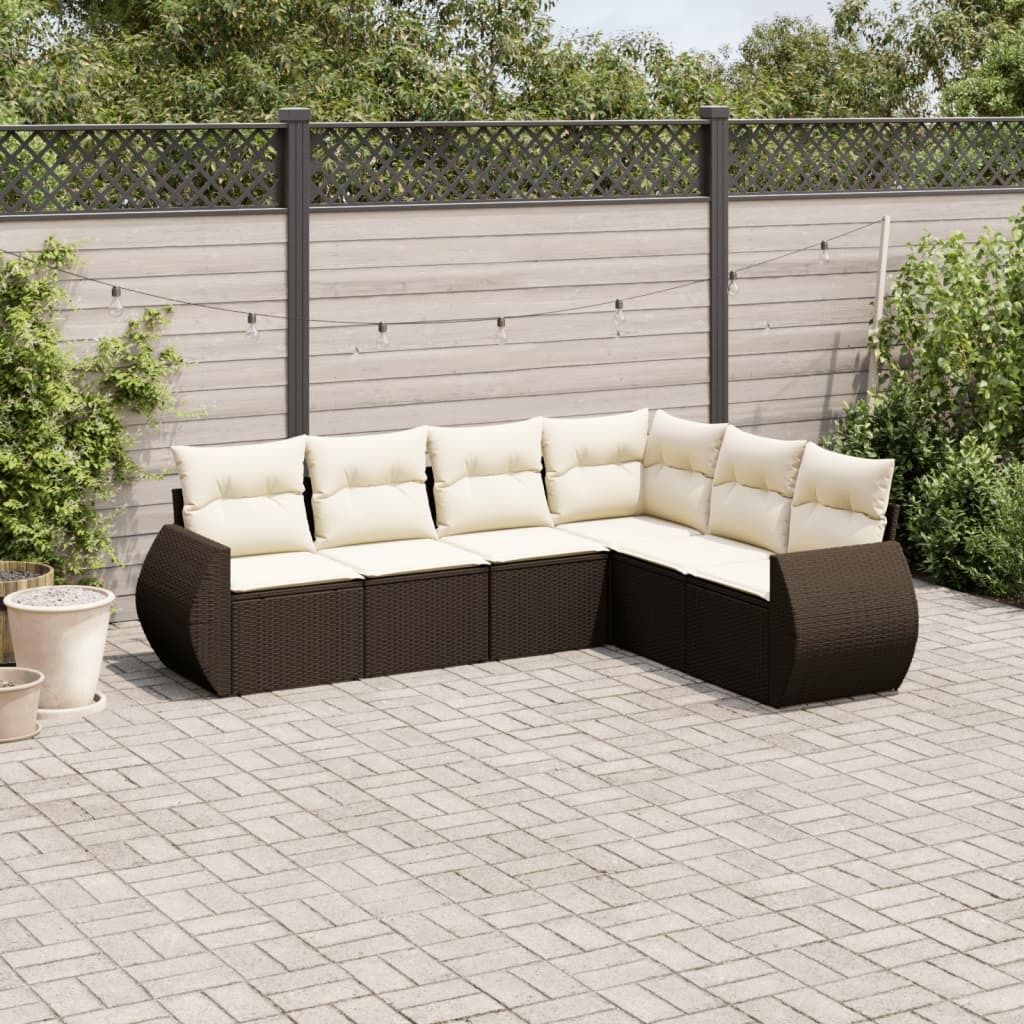 "2026 Promotion" 6-tlg. Garten-Sofagarnitur/Terrassenmöbel - mit Kissen - Braun Poly Rattan - Gartenmöbelset CC12718