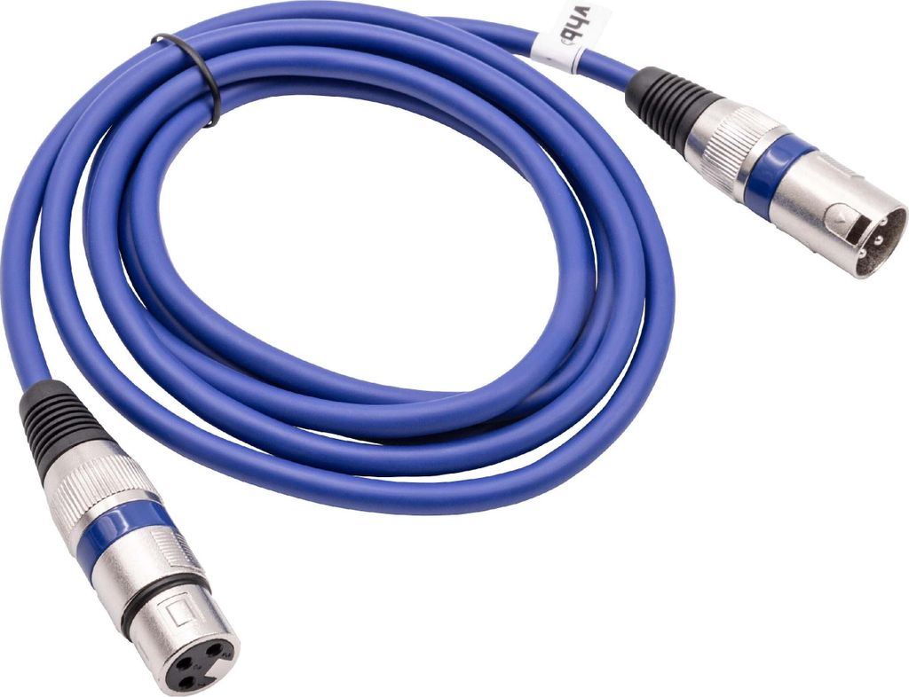 vhbw DMX-Kabel XLR Stecker auf XLR Buchse kompatibel mit Beleuchtung, Schweinwerfer, Bühnenlicht - 3-polig, PVC Kabel-Mantel, blau, 2m