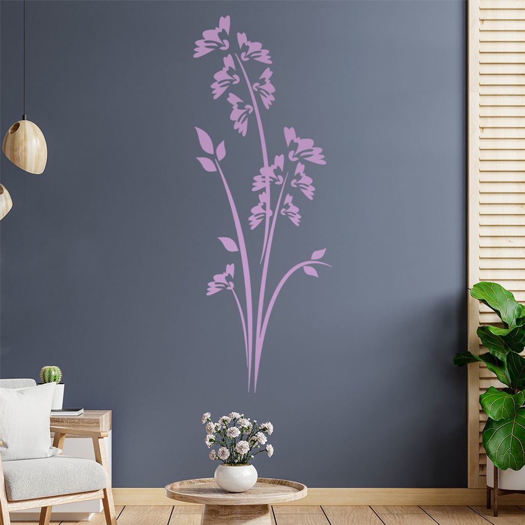 Blüten - Gräser - Frühling Wandtattoo in 6 Größen - Wandaufkleber Wall Sticker - Dekoration, Küche, Wohnzimmer, Schlafzimmer, Badezimmer