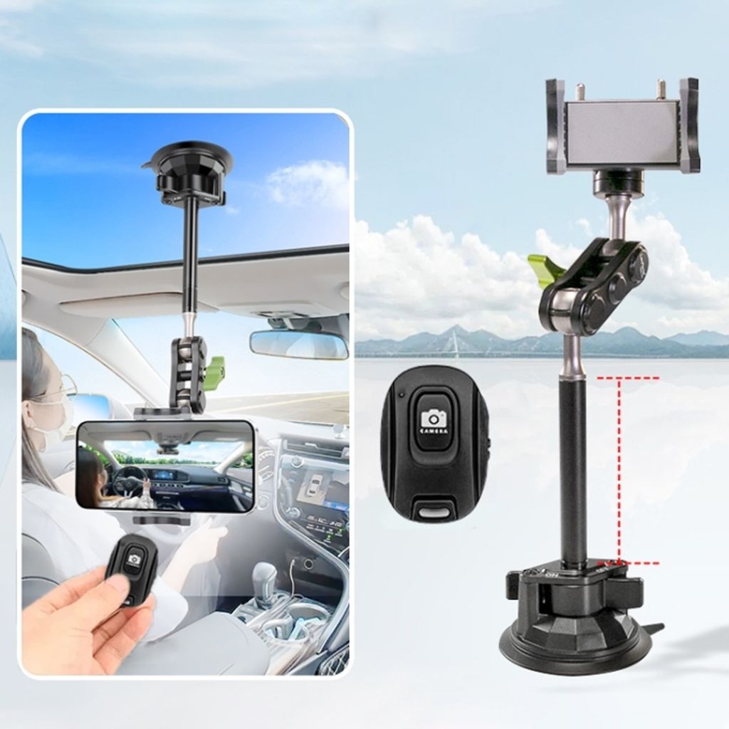 UBA-01LB Universal Hand Auto Mobile Telefon Suction Cup Bracket mit Fernbedienung, Spezifikation: Extended Version(Schwarz)