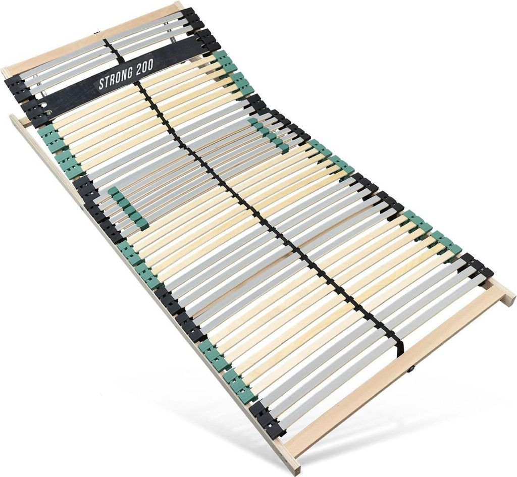 Extra stabiler Premium Lattenrost 100x200, bis 200Kg belastbar, Kopfteil verstellbar, 42 Latten, 7 Zonen Lattenrost aus Buche und verstärkter Birk...