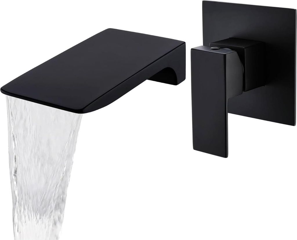 Wandmontage Badkraan - Waterval Auslauf - Schwarz - Messing