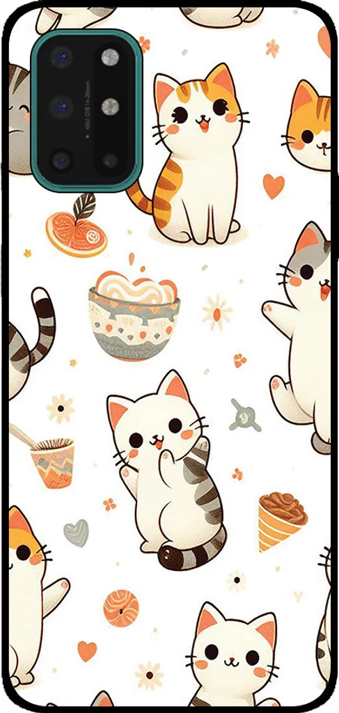 Smartphonica Custodia per telefono adatta a OnePlus 8T con stampa di gatto - Custodia posteriore in TPU con disegno di gatto