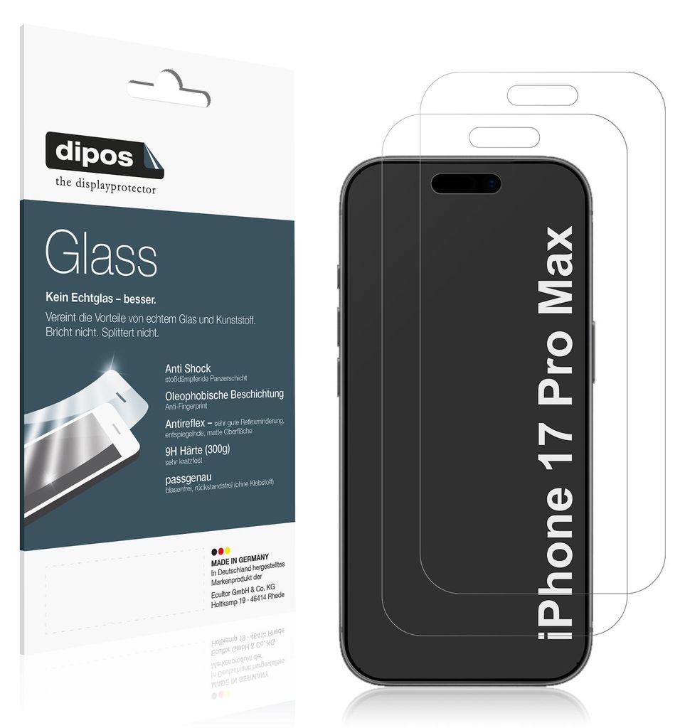 2x Protection ecrán pour Apple iPhone 17 Pro Max mat Verre Image du produit 