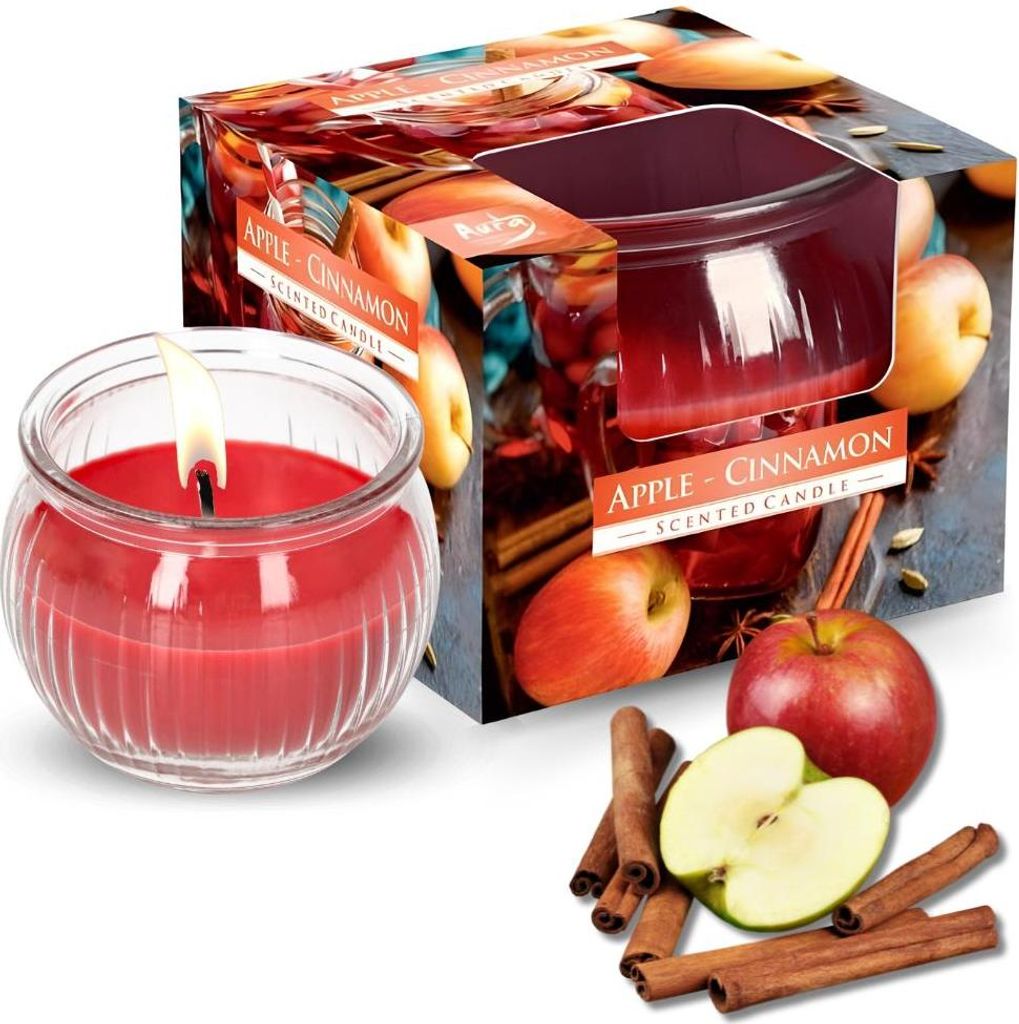 Bispol Aura-Duftkerze im Glas - Apfel-Zimt, 80g Produktbild 