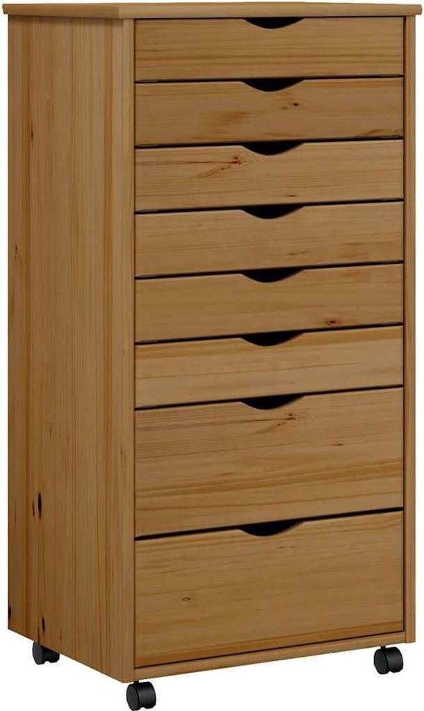 vidaXL Rollschrank mit Schubladen MOSS Honigbraun Massivholz Kiefer