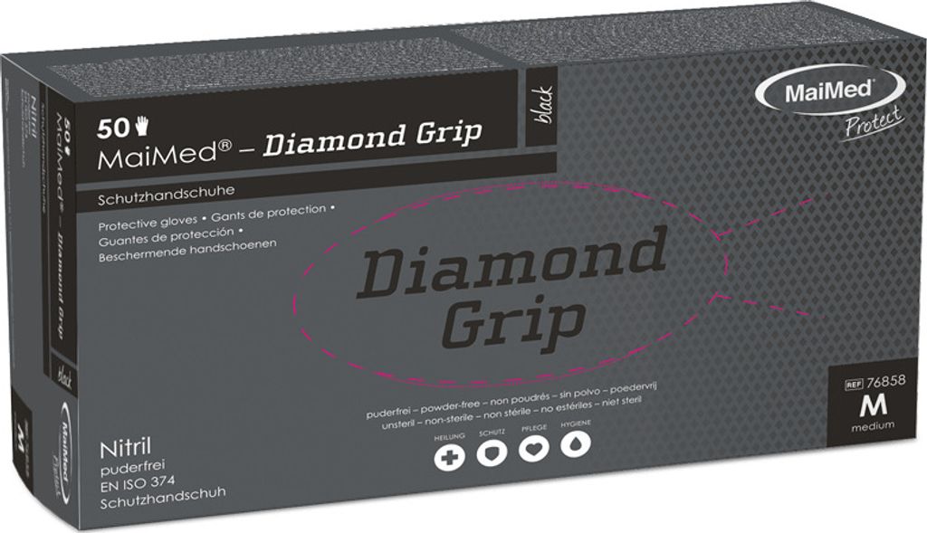 MaiMed-Diamond Grip schwarz, Gr. XL, unsteril, pf Produktbild 