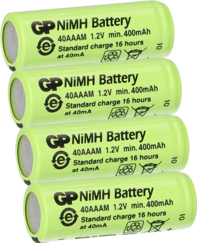 4x GP Akku 2/3 AAA 1,2V / 400mAh GP40AAAM Micro NiMH Akku Höhe 29,7mm