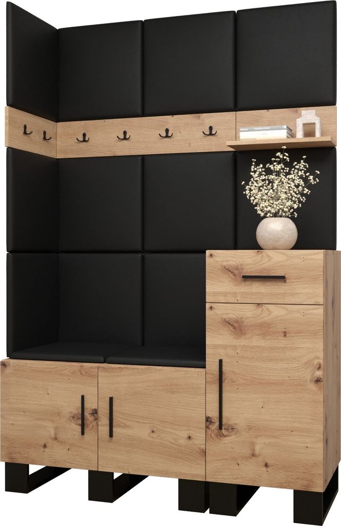 Garderobe ARTIN Set 10 mit gepolsterten Paneelen Industrial Design