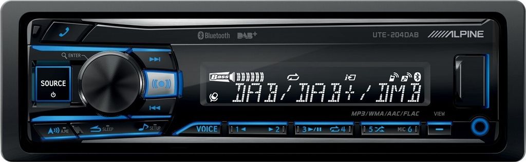 Alpine UTE-200BT, Schwarz, 1 DIN, 50 W, AAC, FLAC, MP3, Produktbild 