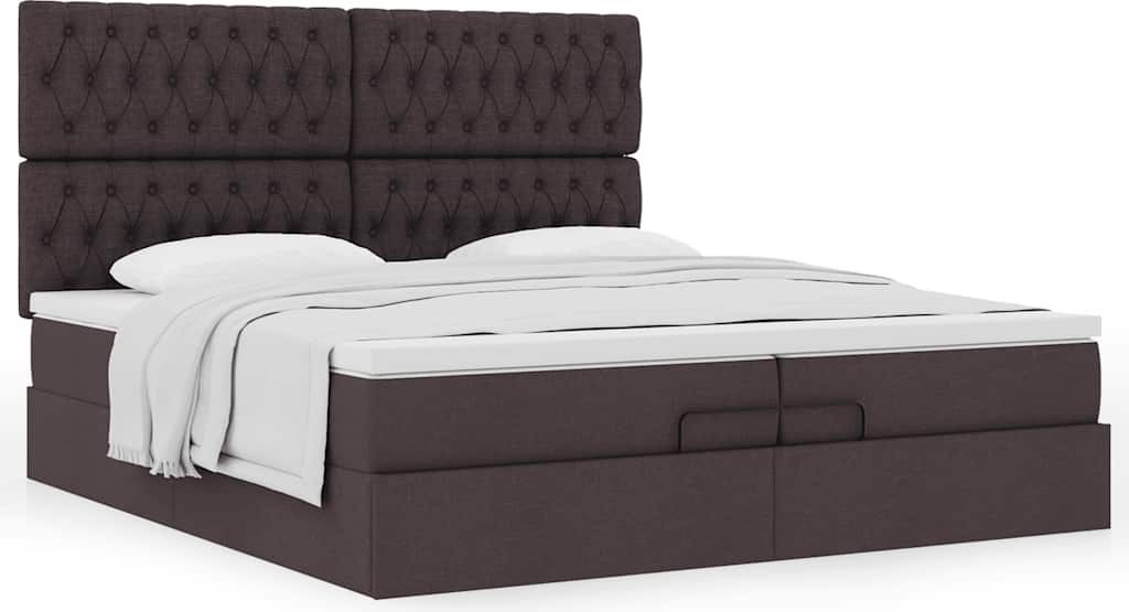 Maison Exclusive - Ottoman-Bett mit Matratzen Dunkelbraun 200x200 cm Stoff
