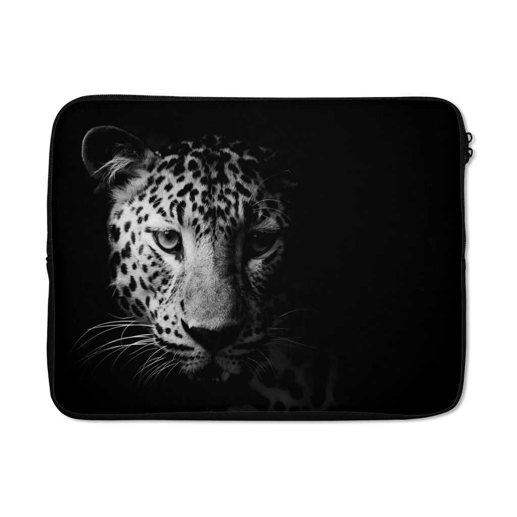 MuchoWow Laptop Hülle 17 Zoll Laptoptasche Panther - Wildtiere - Schwarz und weiß - Tiere - Zipper - Schutzabdeckung