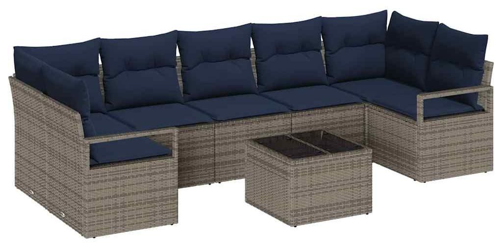 vidaXL Sofa Set 8 pcs Grau Poly-Rattan