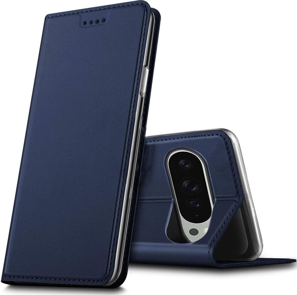 Conie Ultra Slim Klapp Tasche für Google Pixel 9 Kartenfach Hülle Rundumschutz in Blau