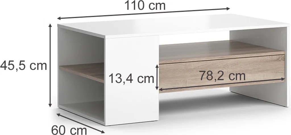 Table Basse Robuste Vicco Fabien Blanche 110 cm Plateau Anti-Rayures
