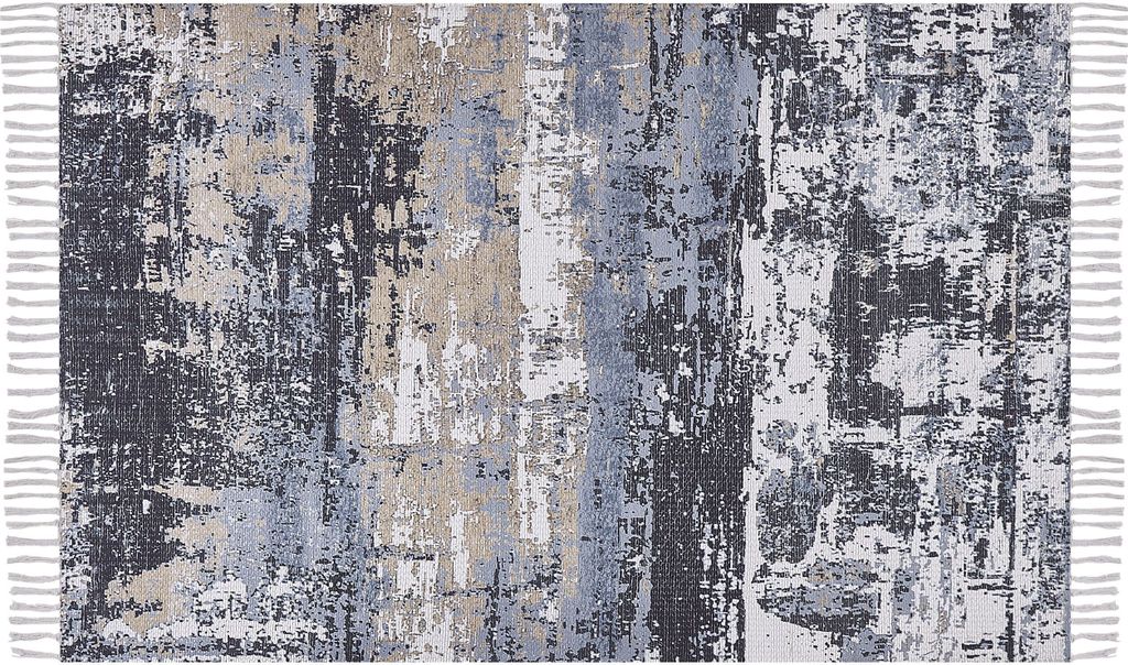 BELIANI Teppich Bunt Polyester / Baumwolle 140 x 200 cm Kurzflor mit Abstraktem Muster Geflecht mit Quasten Handgewebt Rechteckig Wohnzimmer
