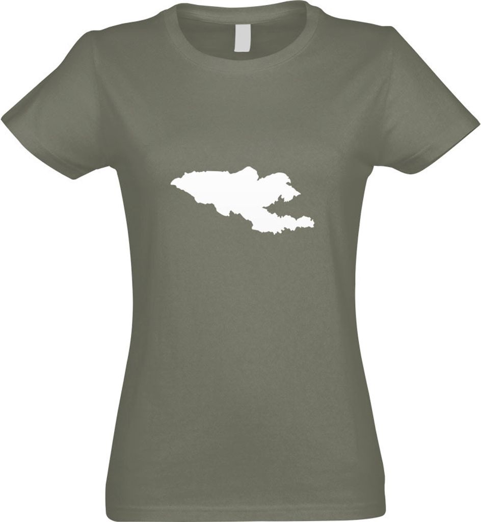 Kiwistar - T-Shirt tailliert - Damen - Olive - Kirgisistan Umriss Kontur - mit Motiv Bedruckt - Funshirt Design - Sport - Freizeit - Damen - XL