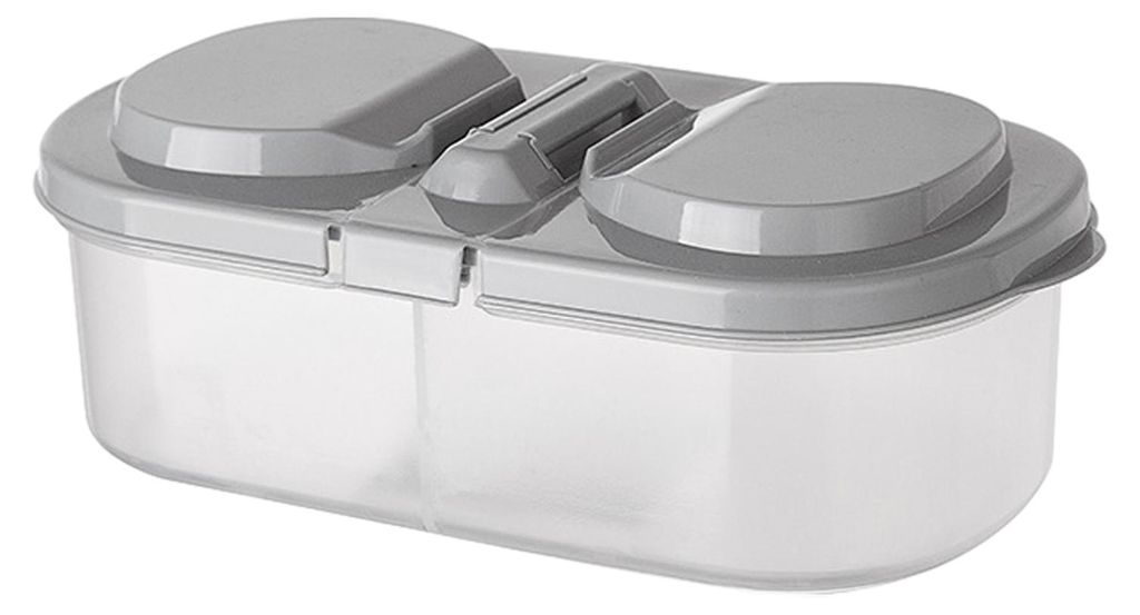 Luftdichter Lebensmittelbehälter, 2-Fächer-Snackbox mit Deckel, stapelbare Obstbox für Kühlschrank, Küche, Speisekammer, Picknicks