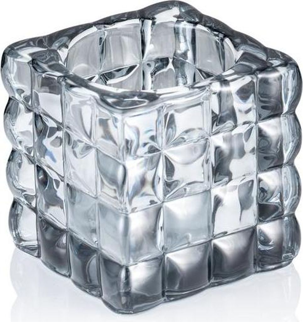 8x Cube Smoke Grey YUYU, Windlicht, Kerzenhalter, 8 x 8 x 8 cm, Glas