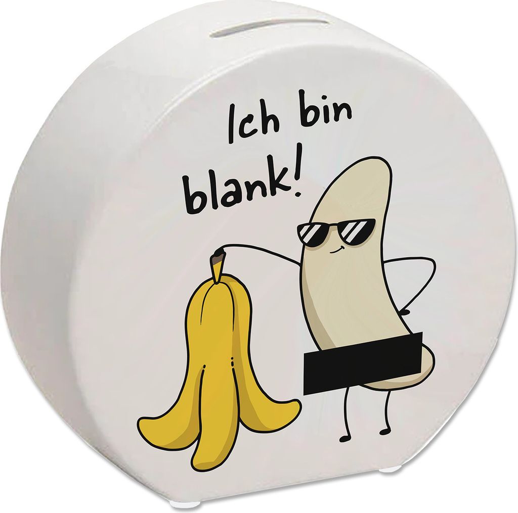 Nackte Banane Spardose mit Spruch Ich bin blank