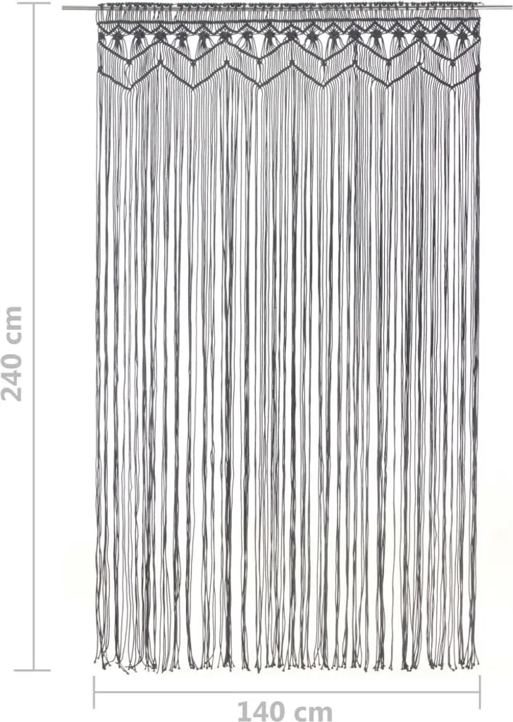 Tenda in Cotone Intrecciato Macramè Grigio Antracite 140x240 cm - 5