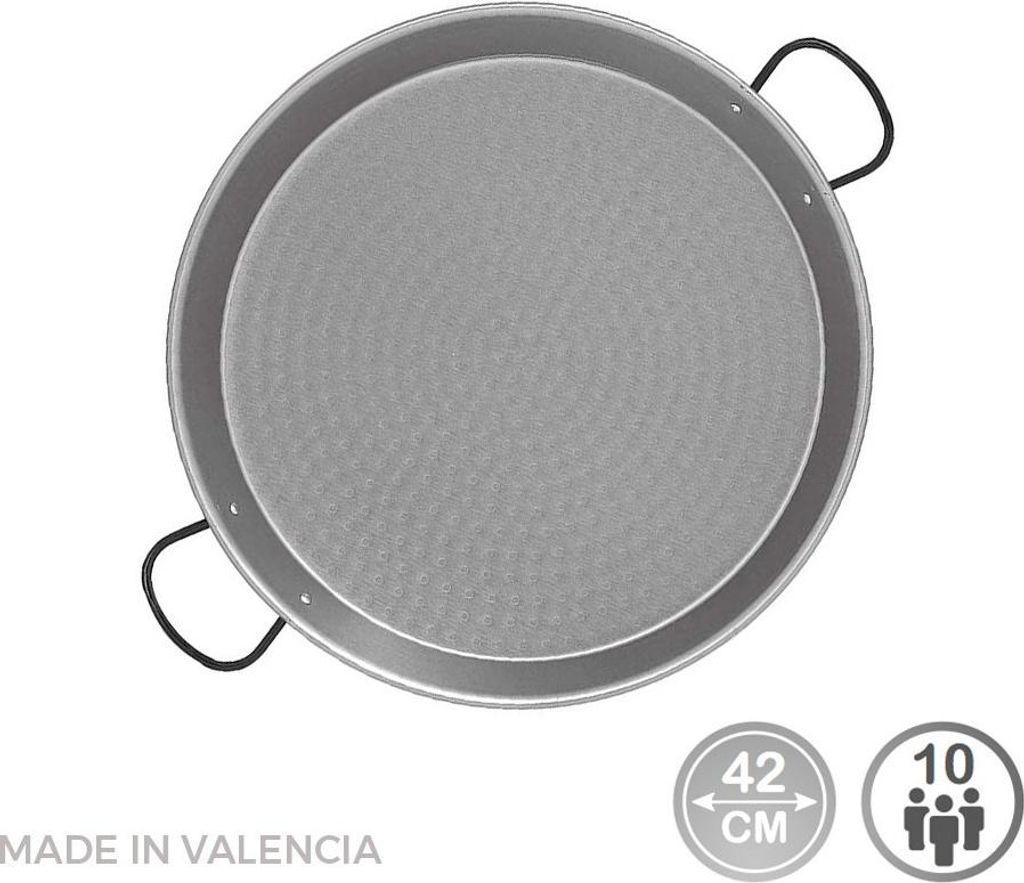 Poêle Paella Acier Poli ø42cm Acier Poli, 10 Personnes, Image du produit 