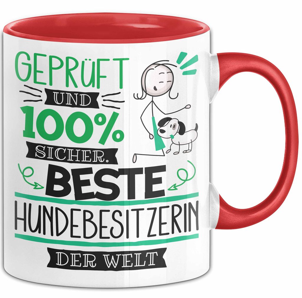 Beste Hundebesitzerin Der Welt Tasse Geschenk für Eine Hundebesitzerin Und Sicher Geschenkidee Geburtstag Weihnachten (Rot)