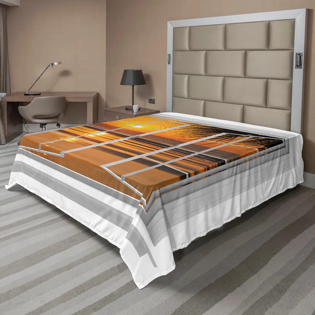 Drap de Lit Confortable Océan et Ciel Tropical 275x260cm Doux Abricot