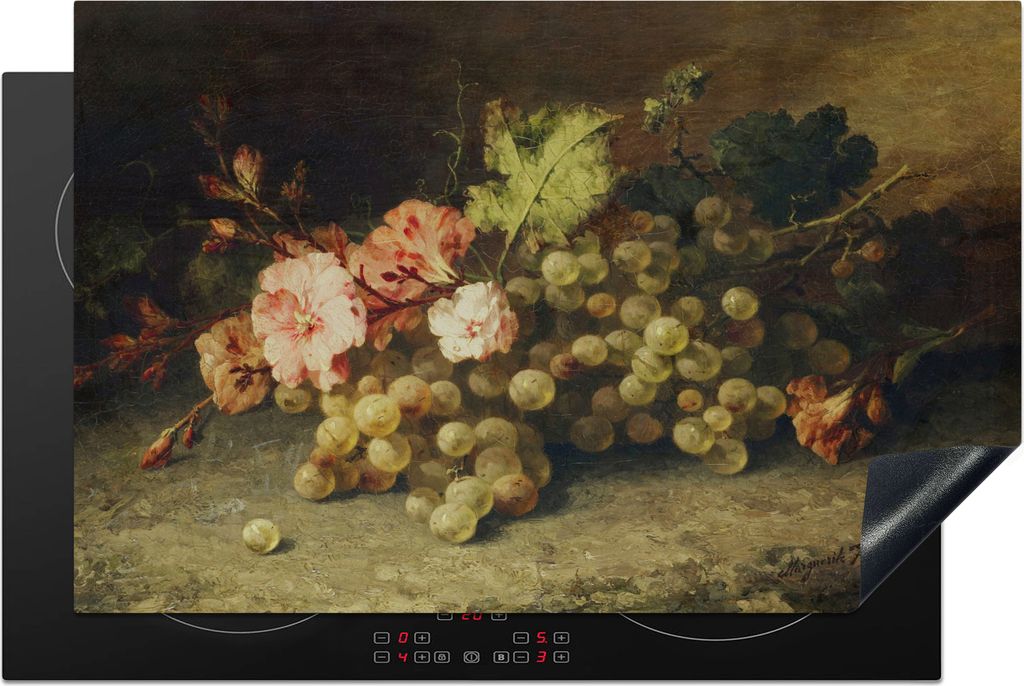 KitchenYeah Herdabdeckplatte Obst - Stilleben mit Weintrauben - Alte Meister , 80x52cm, Küche Deko, Glaskeramikfeld Herdabdeckung, Abdeckplatte ...
