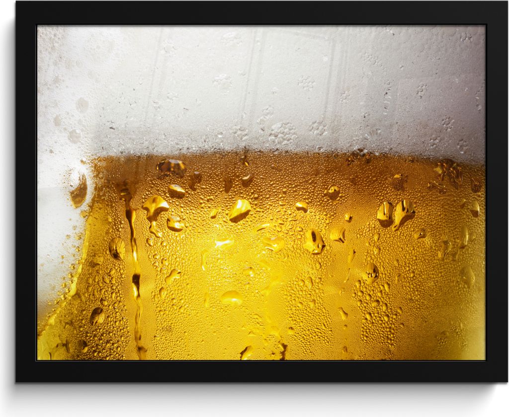 MuchoWow MuchoWow Gerahmtes Poster Überfülltes Bierglas mit Kondenswasser 40x30 cm - Poster mit zchwarzem Bilderrahmen - Kunstposter - Wandde...