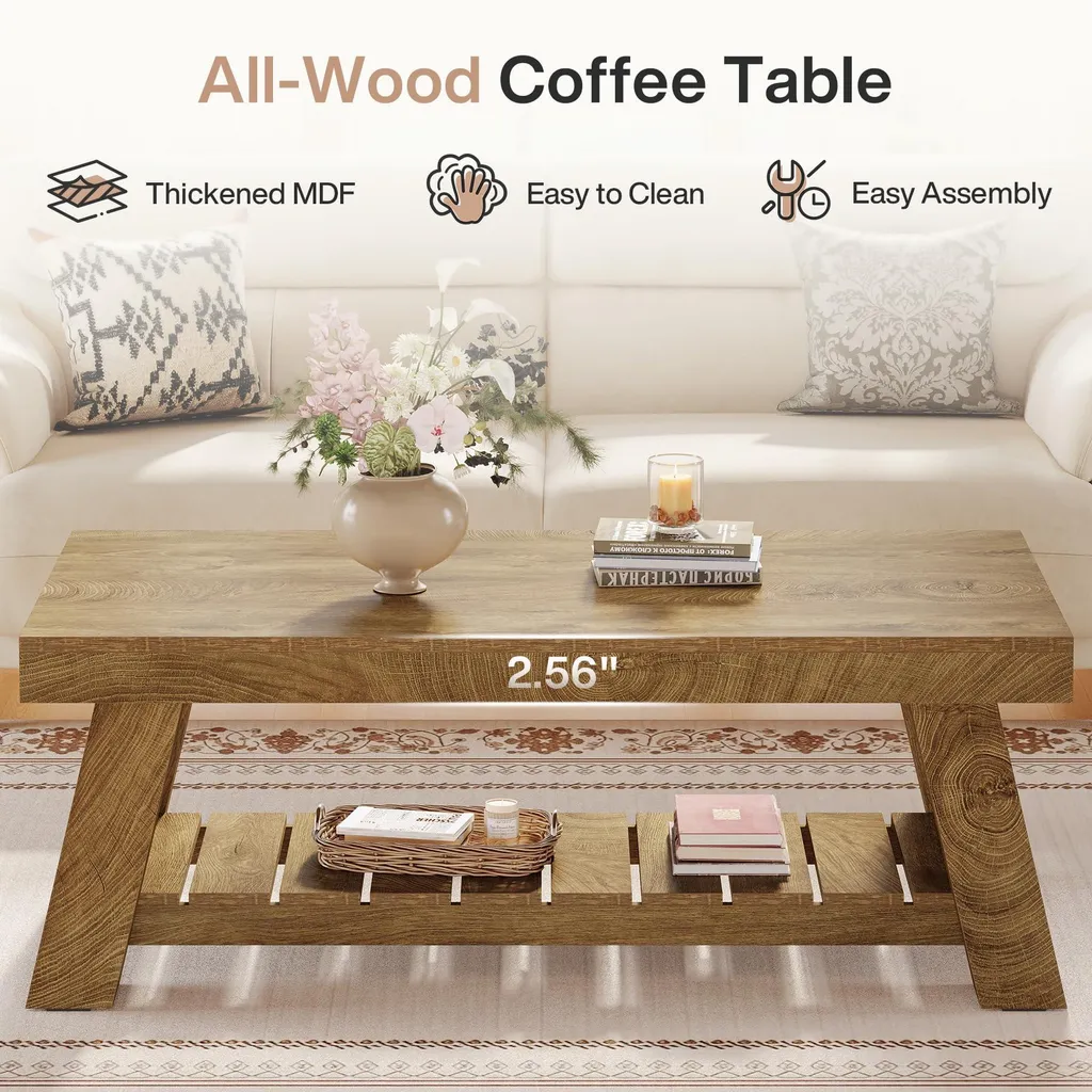 Table Basse Anti-Désordre avec Rangement Intégré pour Salon Encombré