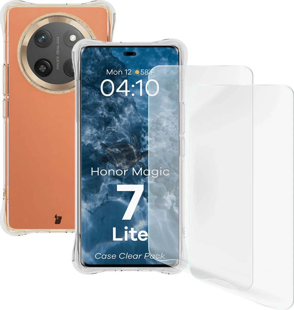 Bizon Case Clear Pack flexibles Case + 2x Bildschirmfolie Honor Magic7 Lite