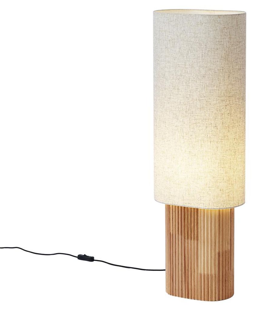 Japandi Stehleuchte Holz mit Leinenschirm 90cm Lamel Produktbild 
