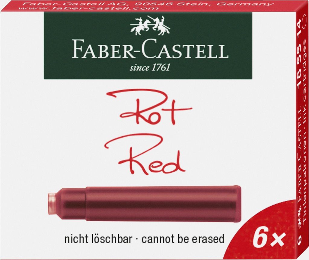 FABER-CASTELL 185514 Tintenpatronen für Füller rot 6 St.