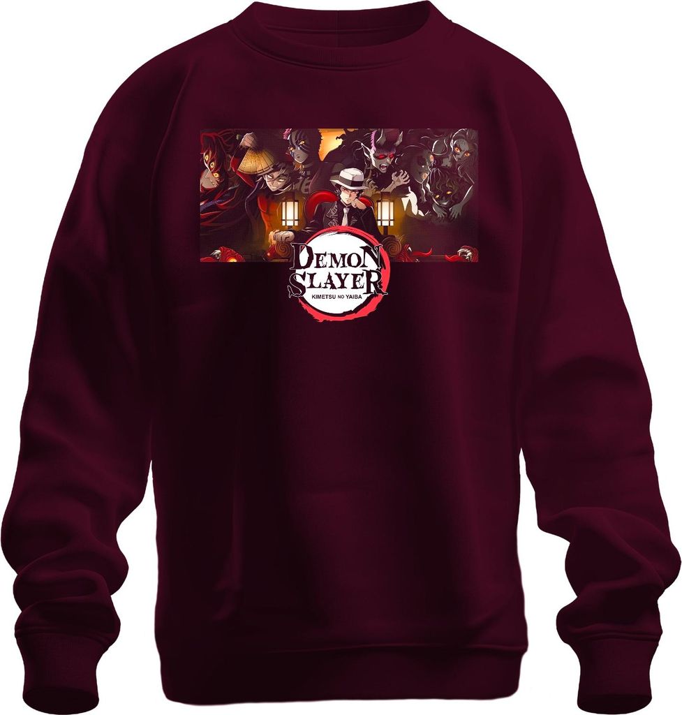 Demon Slayer Kimetsu no Yaiba Anime Muzan Dämon Cosplay Geschenk Uni Sweatshirt Pullover, Burgundy, M