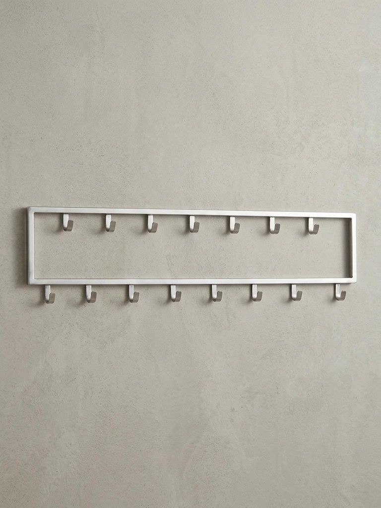Wandgarderobe, Stilvoller Kleiderschrank mit 15 Haken, Handgefertigter Stahl. 80x4x20 cm | Kadima Design