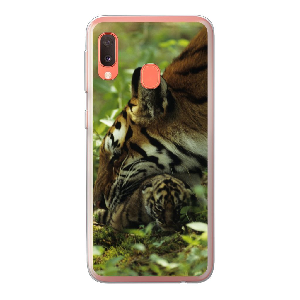 MuchoWow Handyhülle Schutzhülle Hülle für Samsung Galaxy A20e Tiger - Pflanzen - Jungtier Silikon Softcase Handy Hülle - Abdeckung