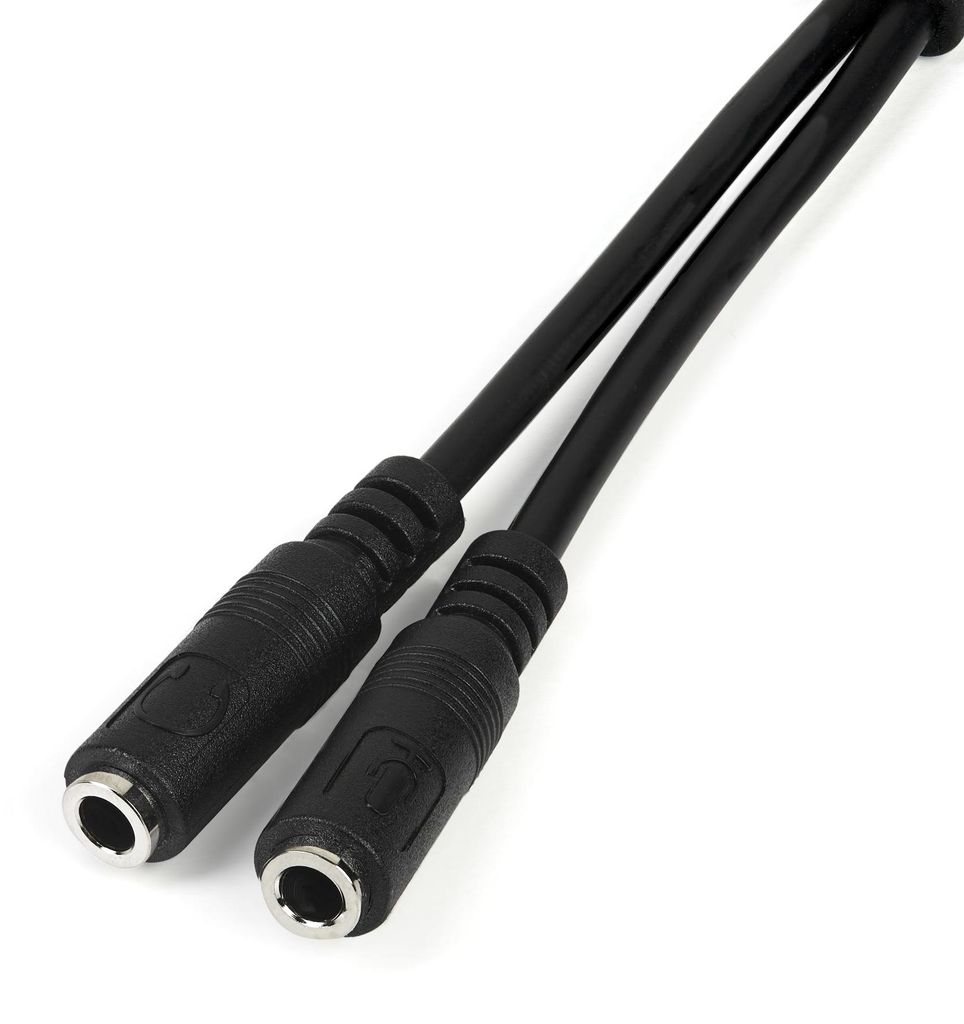 StarTech.com 3,5mm Headset-Splitter Y-Kabel 4-pol. auf 2x 3-pol., schwarz