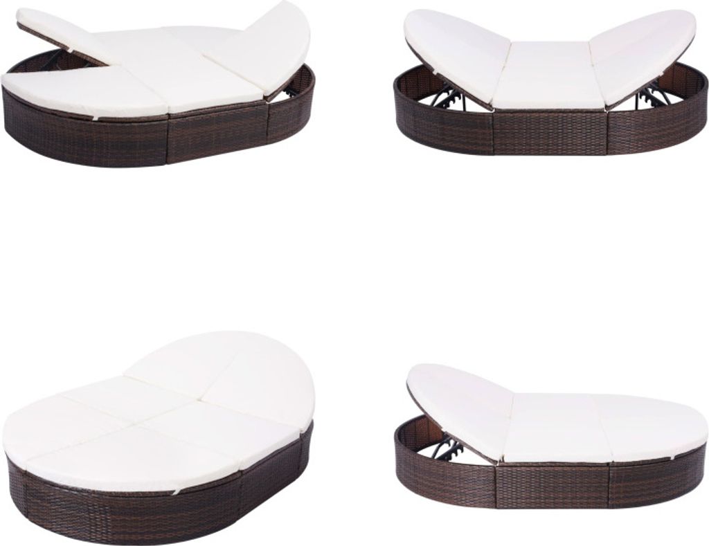 vidaXL Outdoor Loungebett mit Kissen Poly Rattan Braun - Sonnenliege - Sonnenliegen - Sonneninsel - Sonneninseln