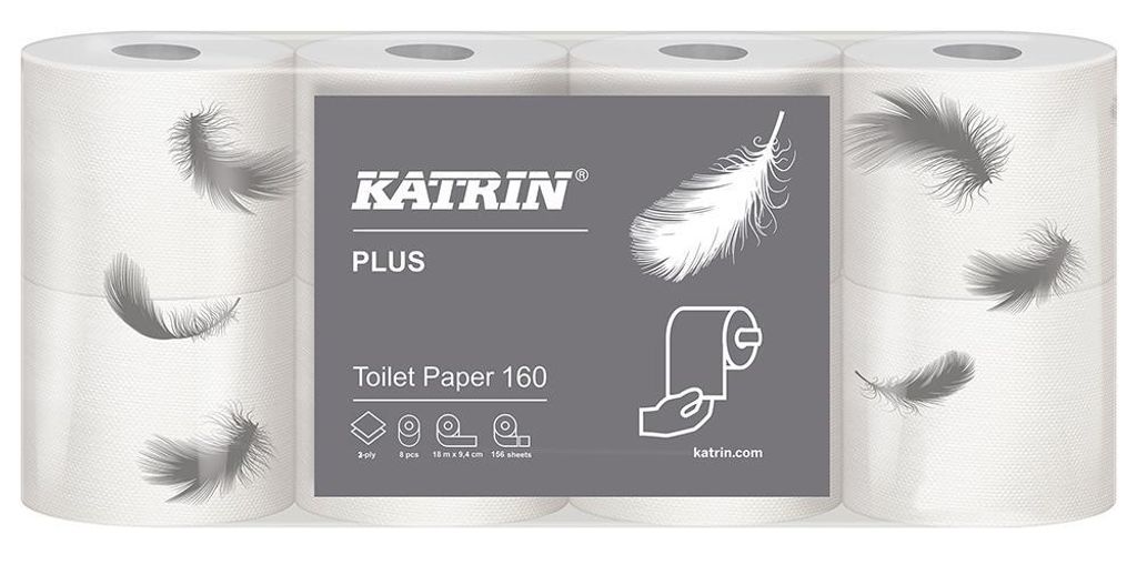 Toaletní papír Katrin - 2vrstvý, bílý, 18 m, 8 rolí Obrázek produktu 