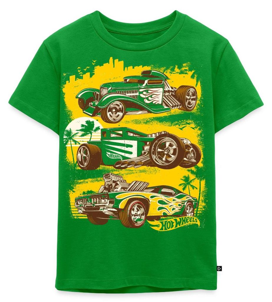 Spreadshirt Hot Wheels Hot Rod Kinder Premium T-Shirt, 98/104 (2 Jahre), Grün