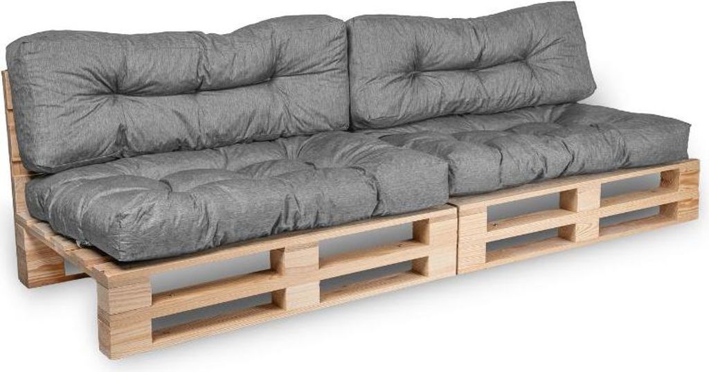 Palettenkissen lot x2 aus polyester BANANAIR 120x80cm/120x40cm, grau