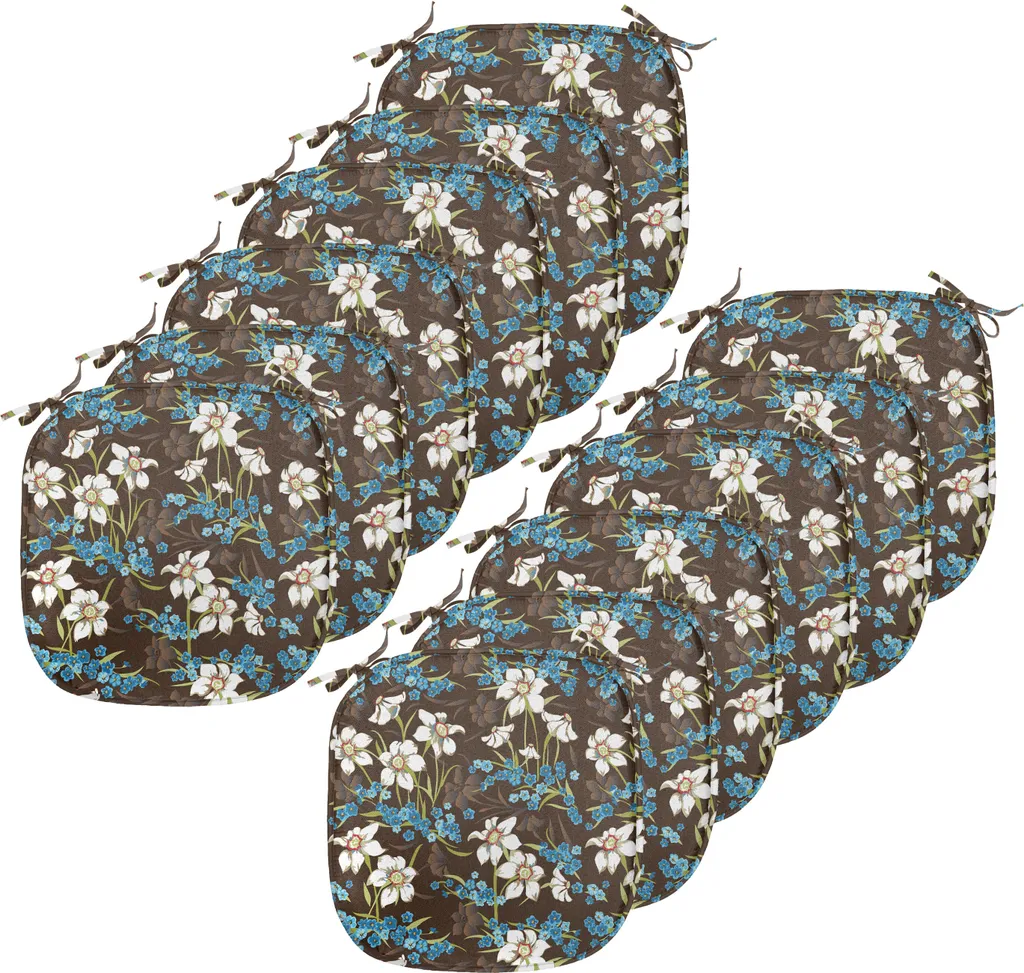 Coussin de Chaise Imperméable 40x40 cm avec Attaches - Lot de 12 Pièces