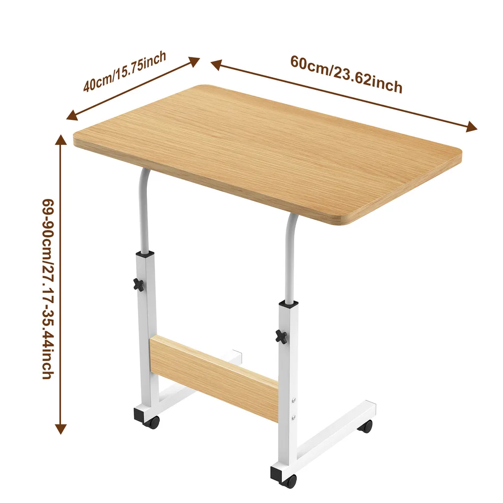 Petit Bureau Informatique Mobile 60x40cm - Table de Travail à Roues - 4