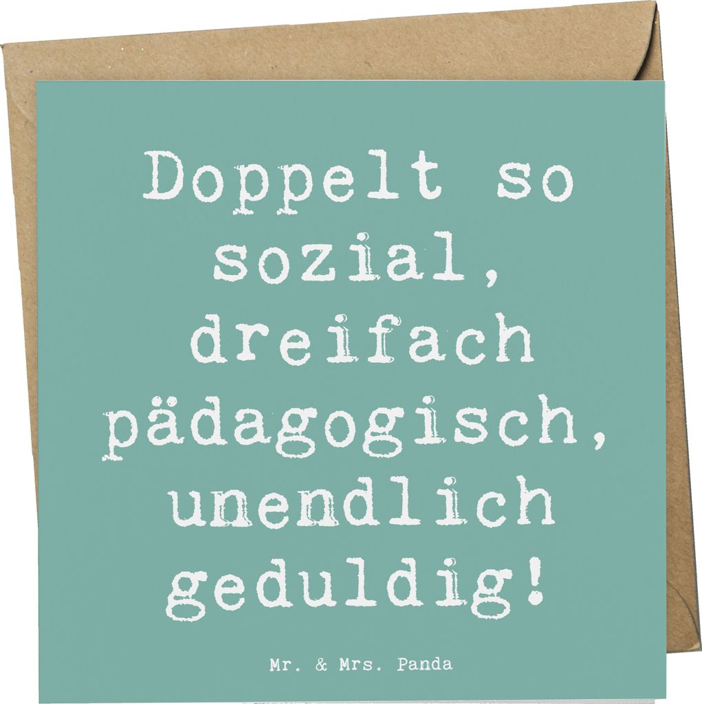Mr. & Mrs. Panda Grußkarte Spruch Sozialpädagogin Power - Meeresbrise - Geschenk, Jugendhilfe, Konfliktlösung, doppelkarte, Beruf, Berufsalltag,...