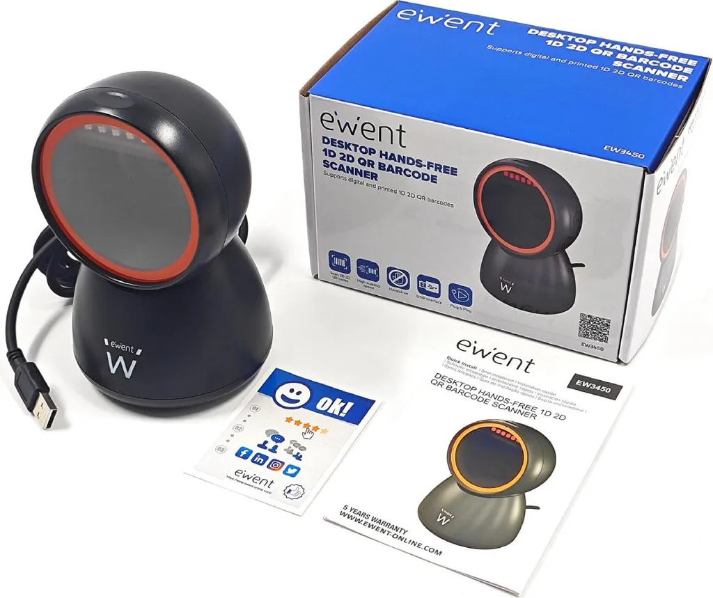 Scanner Code Barre Laser Ewent EW3450 - Haute Précision Prise Secteur - 5