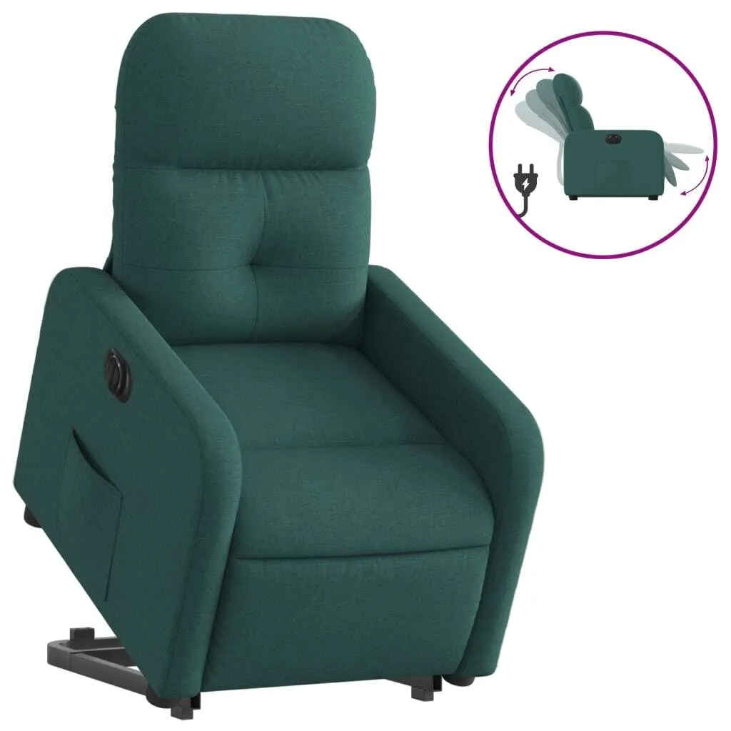 Fauteuil relax inclinable électrique vert foncé tissu doux - Aide au levage