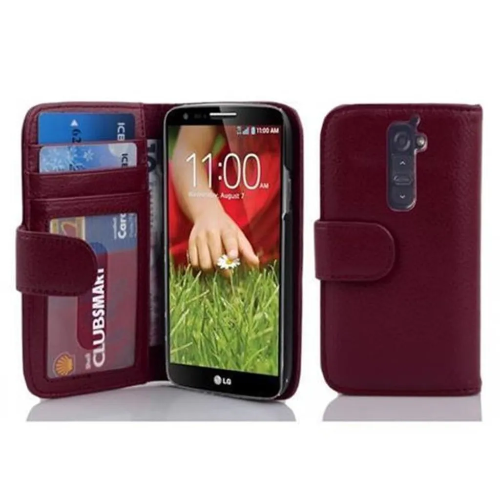 Cover LG G2 Viola Cadorabo - Custodia in Similpelle con Vani Carte