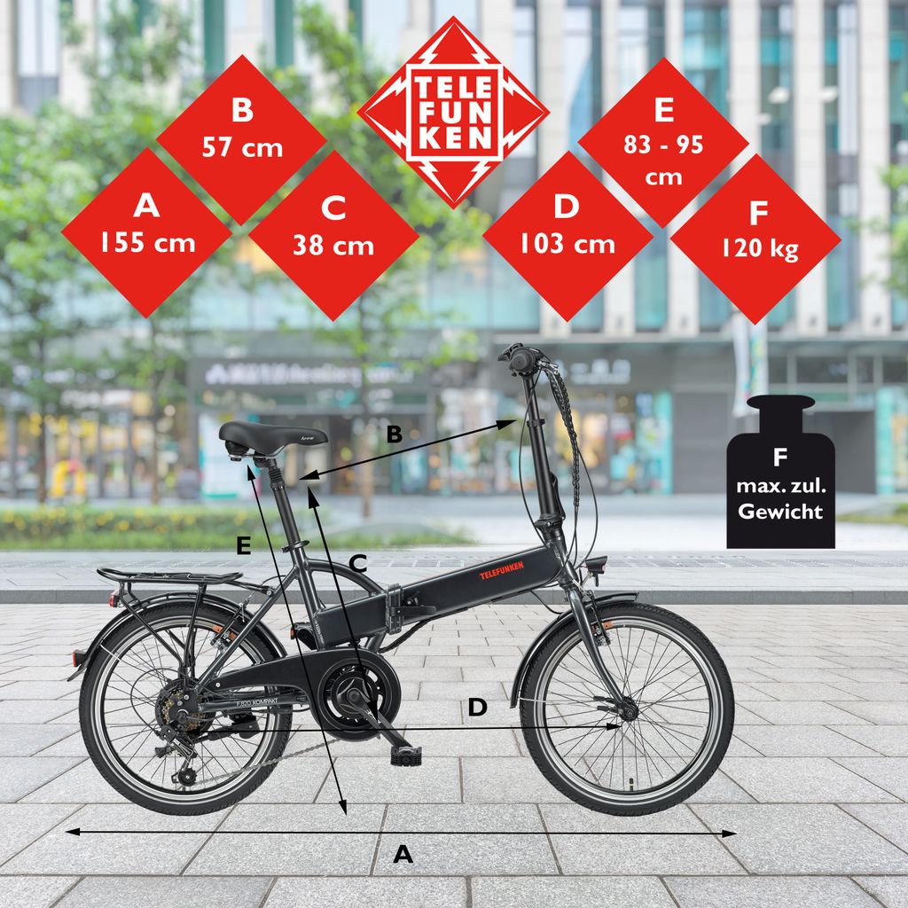 Telefunken E-Bike 20 Zoll Faltrad Pedelec Fahrrad 6 Gang Produktbild 6