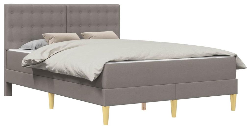 vidaXL Bettgestell mit Matratze mit Kopfteil Taupe 120 x 190 cm Stoff